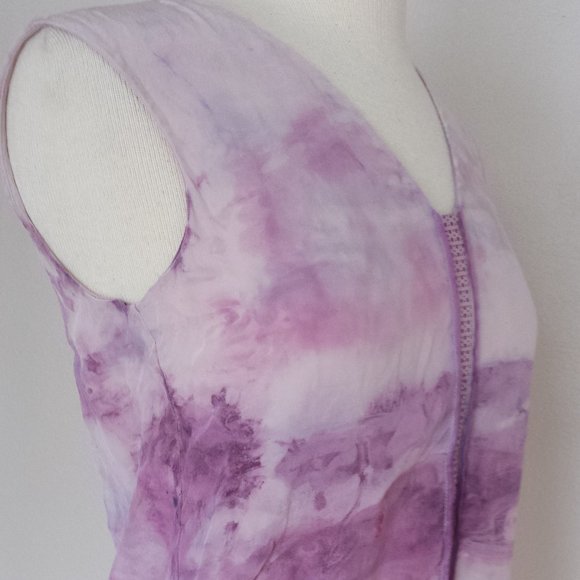 Vince Silk leather Shirt tank camisole painted 0 2 4 small white blush gray blue - Picture 3 of 7